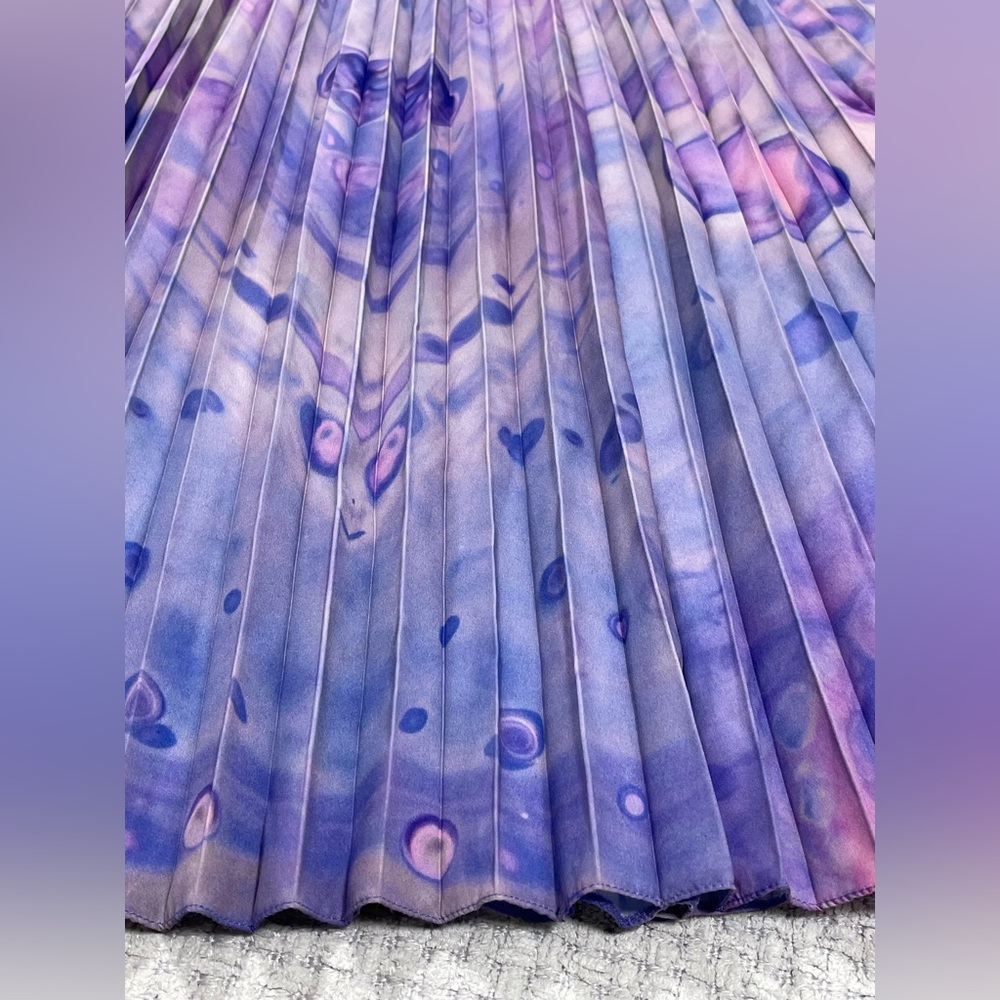 Anthropologie Purple Siddhartha Bansal Marble Dyed Pleated Maxi Skirt Size 2 - Picture 7 of 14